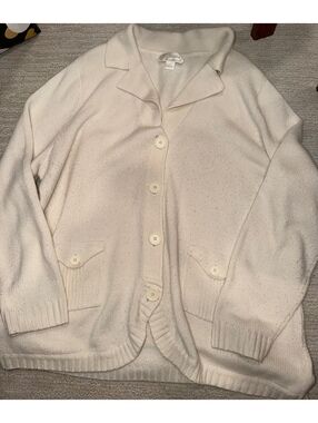CJ Banks cream button front cardigan sweater